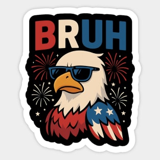 Bruh Bald Eagle Funny 4th of July Patriotic Meme Sticker